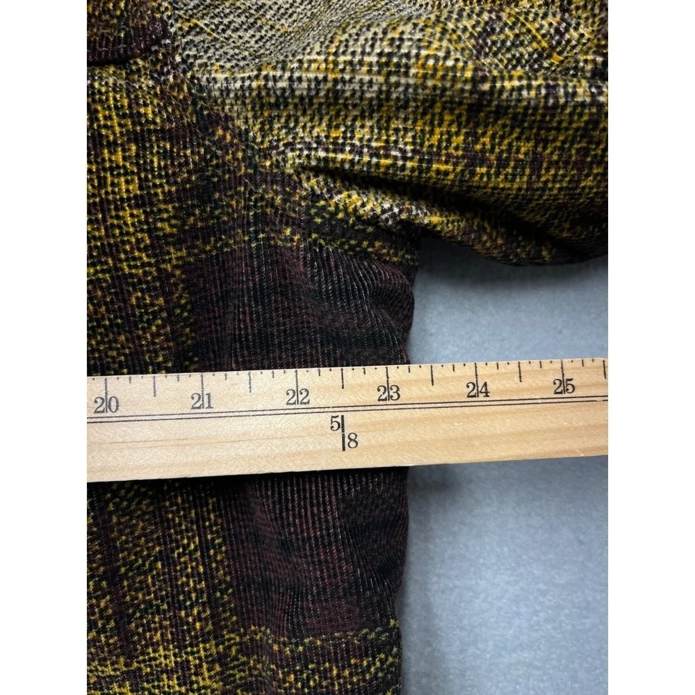 Levi's Sherpa Lined Plaid Trucker Jacket Men Large Brown Yellow Western Workwear